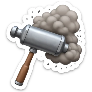 Pneumatic hammer swinging and dust cloud sticker