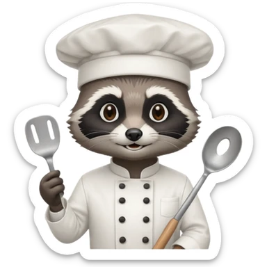 chef black raccoon sticker
