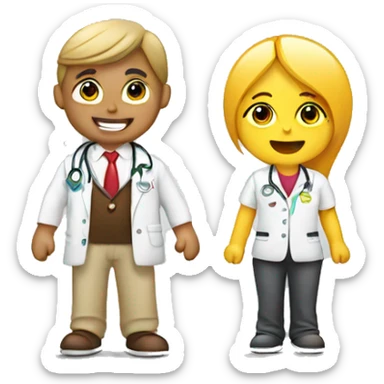 chica nutricionista con chico entrenador sticker