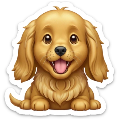 Cinematic Cute Yawning Gold Cocker Spaniel Portrait Emoji, Head tilted slightly with a dramatic, wide-open yawn, displaying a soft, shimmering golden coat and floppy ears, round brown eyes barely open in drowsy contentment, Simplified yet irresistibly adorable features, highly detailed, glowing with a soft, cozy glow, high shine, relaxed yet expressive, stylized with a touch of whimsy, bright and endearing, soft glowing outline, capturing the essence of a sleepy yet affectionate companion, so drowsy it feels like it could stretch out of the screen and curl up for a nap! sticker