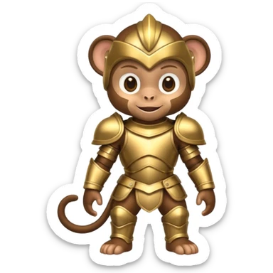 baby monkey in armor, full body, smile sticker