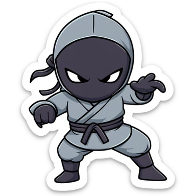 a cute cartoon ninja in action pose sticker