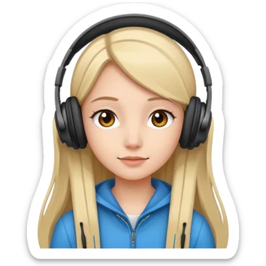 Chica de pelo liso con audífonos  sticker