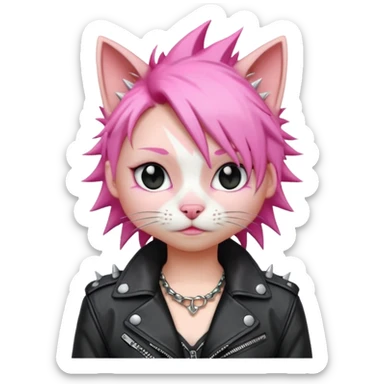 punker cat pink haired body shot sticker