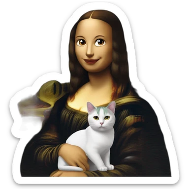 a cat is drawing mona lisa sticker
