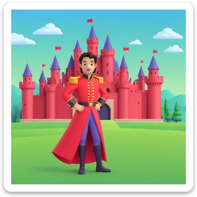 prince in red dress, royal castle background sticker
