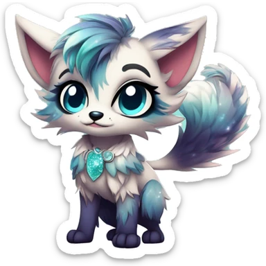 Cool cute Kawaii edgy fantasy animal sparkle fursona Fionbri by griffsnuff & LiLaiRa & Falvie full body sticker