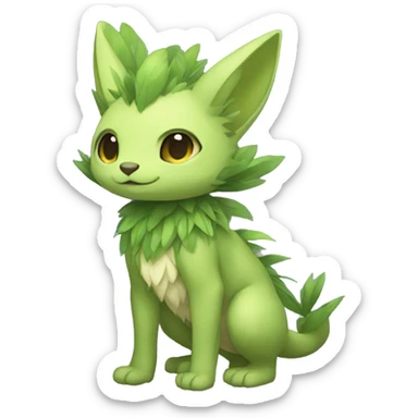 a anthro chibi-style grass-type-ground-type Fakémon-hybrid full body sticker