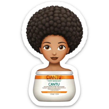 Bottle of Cantu Hair Moisturiser. The label on the bottle should have a picture of a black woman with afro. sticker