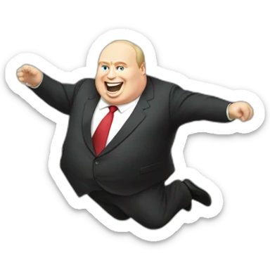 Fat vladimir poutine jumping into a pile of money sticker