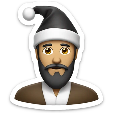 Christmas hat man with black beard sticker