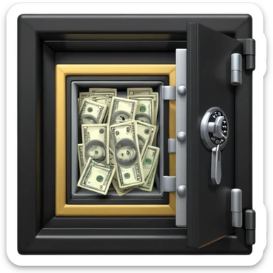 caja fuerte abierta con dinero sticker