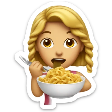 Girl eating pasta sticker