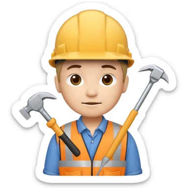 Baret ve aletli inşaat işçisi related to İnşaat İşçileri, chibi emoji style, with soft lighting sticker