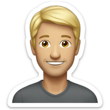 a man 55 years old blond very short hair smiling thin sticker