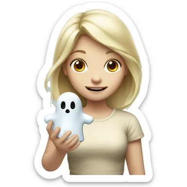 blond girl holds a jar with a ghost in her hands sticker