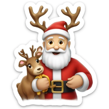 Babbo Natale con le renne e i regali sticker