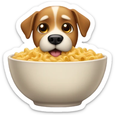 dog with a mustache eating mac and cheese sticker