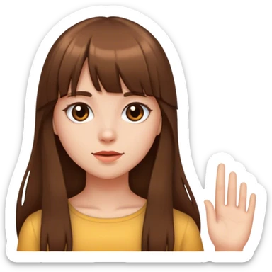 a girl with long brown hair and bangs sticker