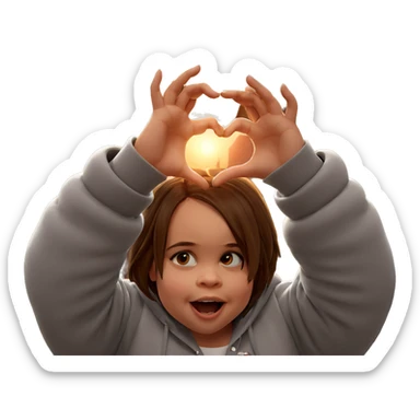 girl making heart hands outdoors sticker