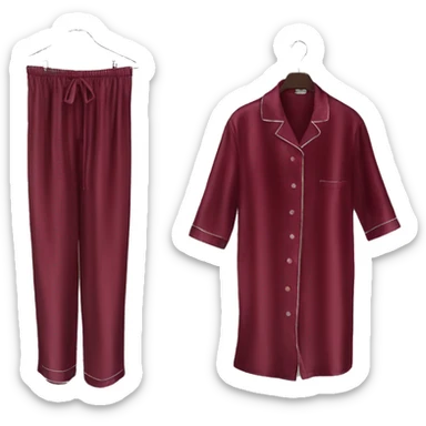 Luxury silk dark red pyjama on hanger sticker