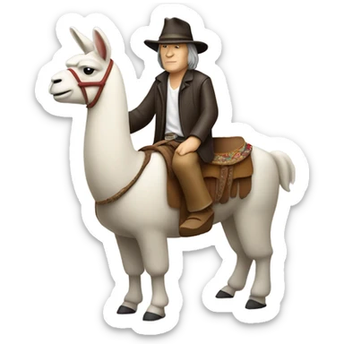 Neil young riding a llama  sticker