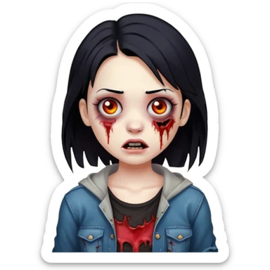 girl zombie with black hair sticker