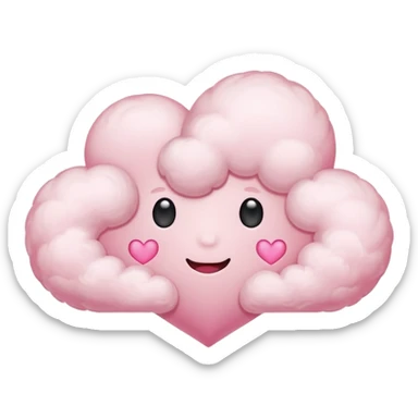 pink love with cloud sticker