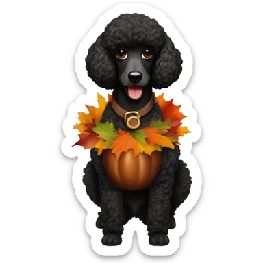 Black poodle dressed up for Thanksgiving turkey sticker