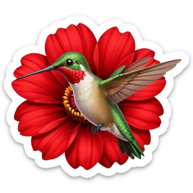 Hummingbird and flower sticker