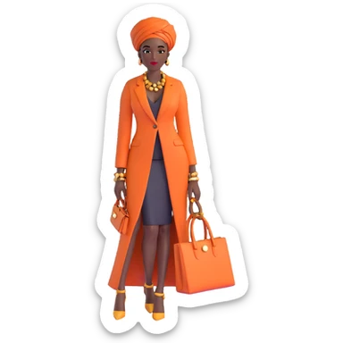 Chic African woman in high fashion outfit, elegant accessories, and contemporary urban style sticker
