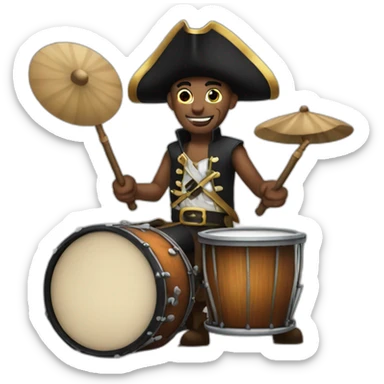 clean shaven pirate emoji playing drums sticker