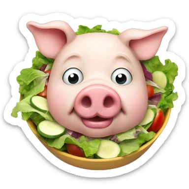 Hideous and obese pig eating salad sticker