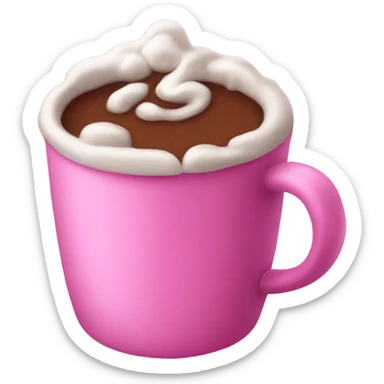 Hot cocoa in a pink cup sticker