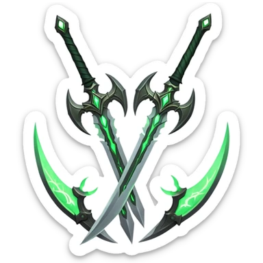 Warglaives from World of Warcraft, curved dual blades, Illidan Stormrage's weapons sticker