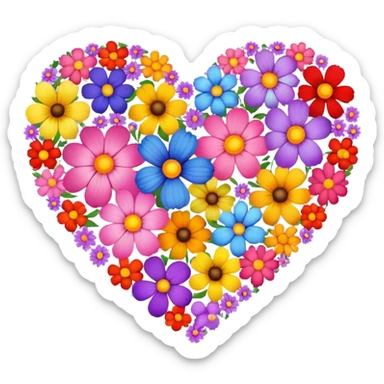 Flower heart sticker