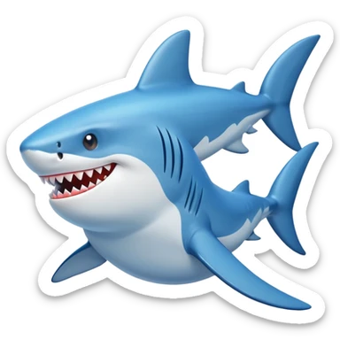 A shark wearing blue sneakers sticker