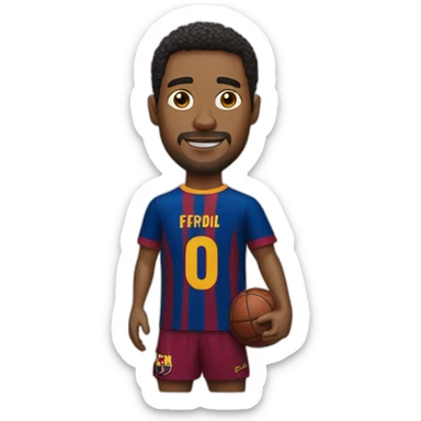 A man wearing a Jersey of barcelona sticker