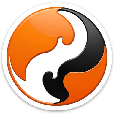 Orange and black ying yang sticker