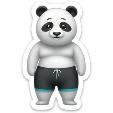 a panda bear in swimming pant sticker