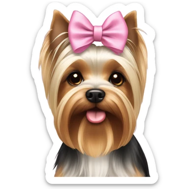 Yorkshire terrier biewer with pink bow sticker