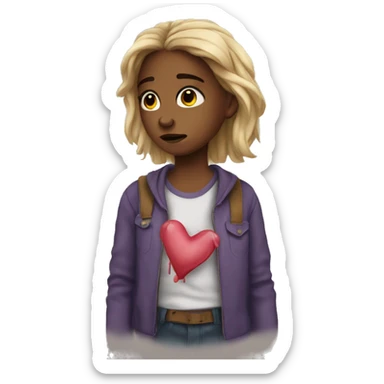 Heart broken girl sticker