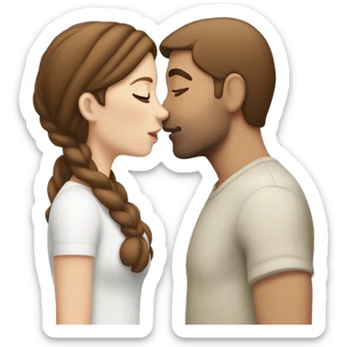 Man and woman kissing white skin brown hair sticker