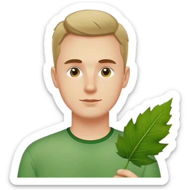 polish man in green shirt leaf sticker