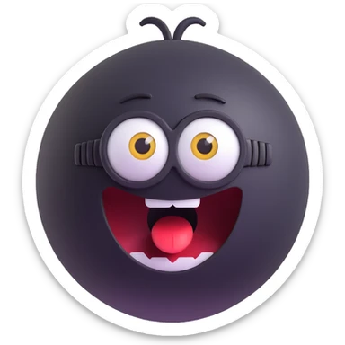 3d sphere with a minion face with a surprised expression sticker