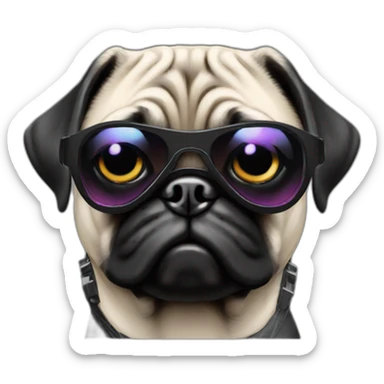 A cyberpunk  wear black sunglasses pug sticker