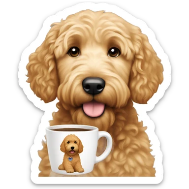 Golden doodle with pup cup sticker