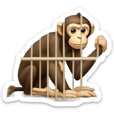 Monkey in a cage. Can't reach the banana.  4к sticker