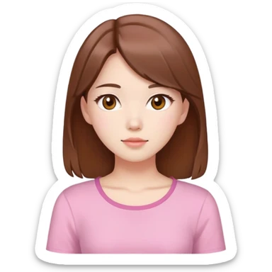 pretty korean white girl with brown hair and honey eyes and pink top sticker