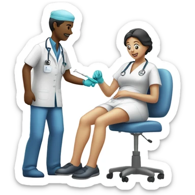 Nurse cannulating a patient sticker